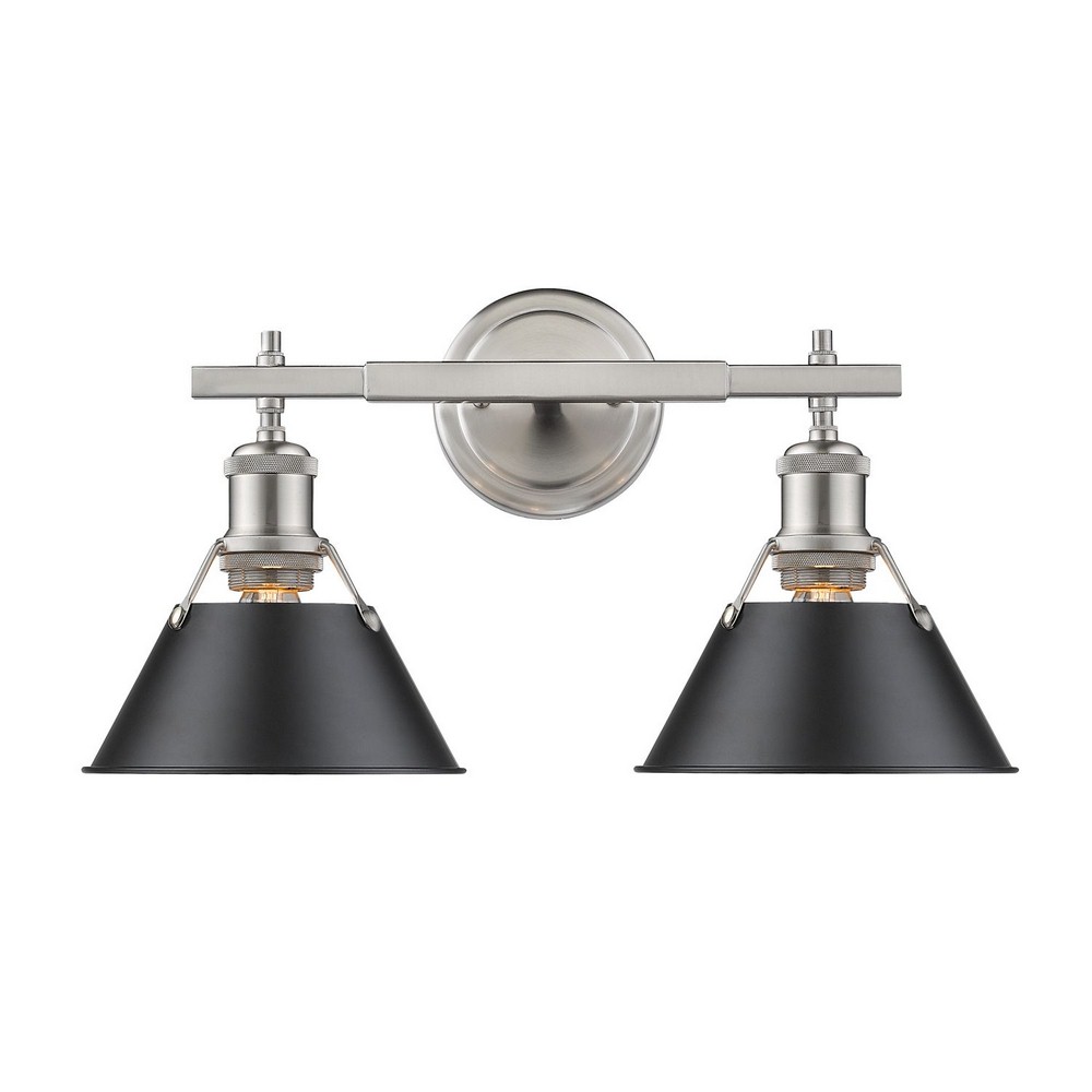 Golden Lighting-3306-BA2 PW-BLK-Orwell - 2 Light Bath Vanity in Vintage style - 10 Inches high by 18.25 Inches wide Pewter Matte Black Matte Black Finish